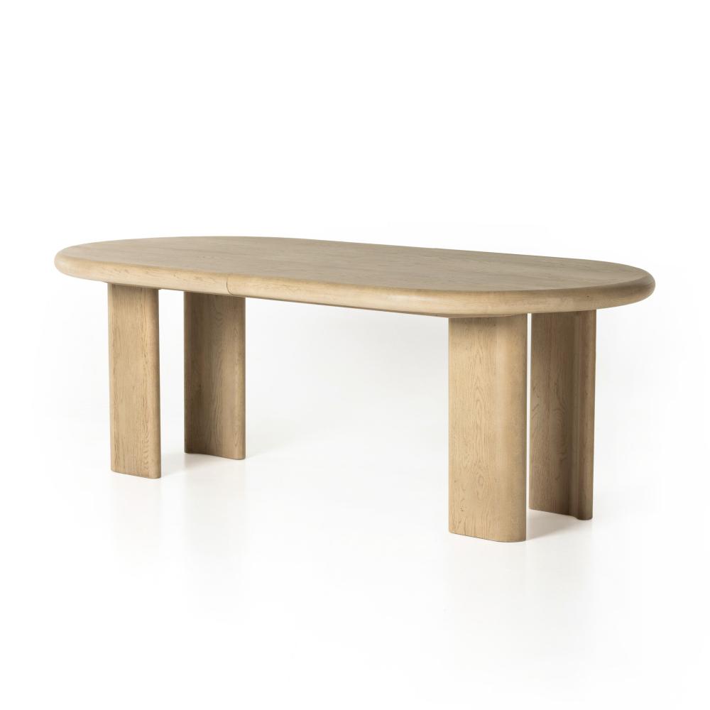 Light Oak Wood Oval Extension Dining Table 87 to 107 inch