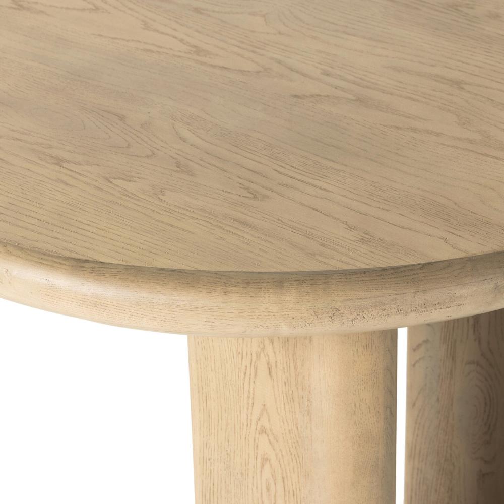 Light Oak Wood Oval Extension Dining Table 87 to 107 inch