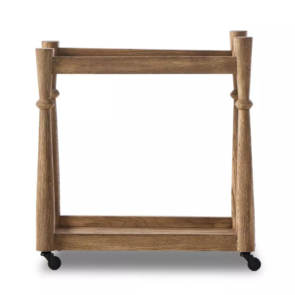 Light Wash Oak Wood Rectangle Bar Cart Server Trolley – SLATE CUSTOM