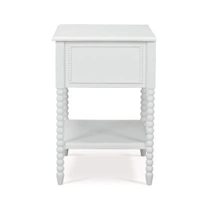 Lightly Distressed White Solid Wood 1 Drawer Bobbin Leg Nightstand 24 inch