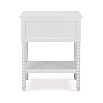 Lightly Distressed White Solid Wood 1 Drawer Bobbin Leg Nightstand 24 inch