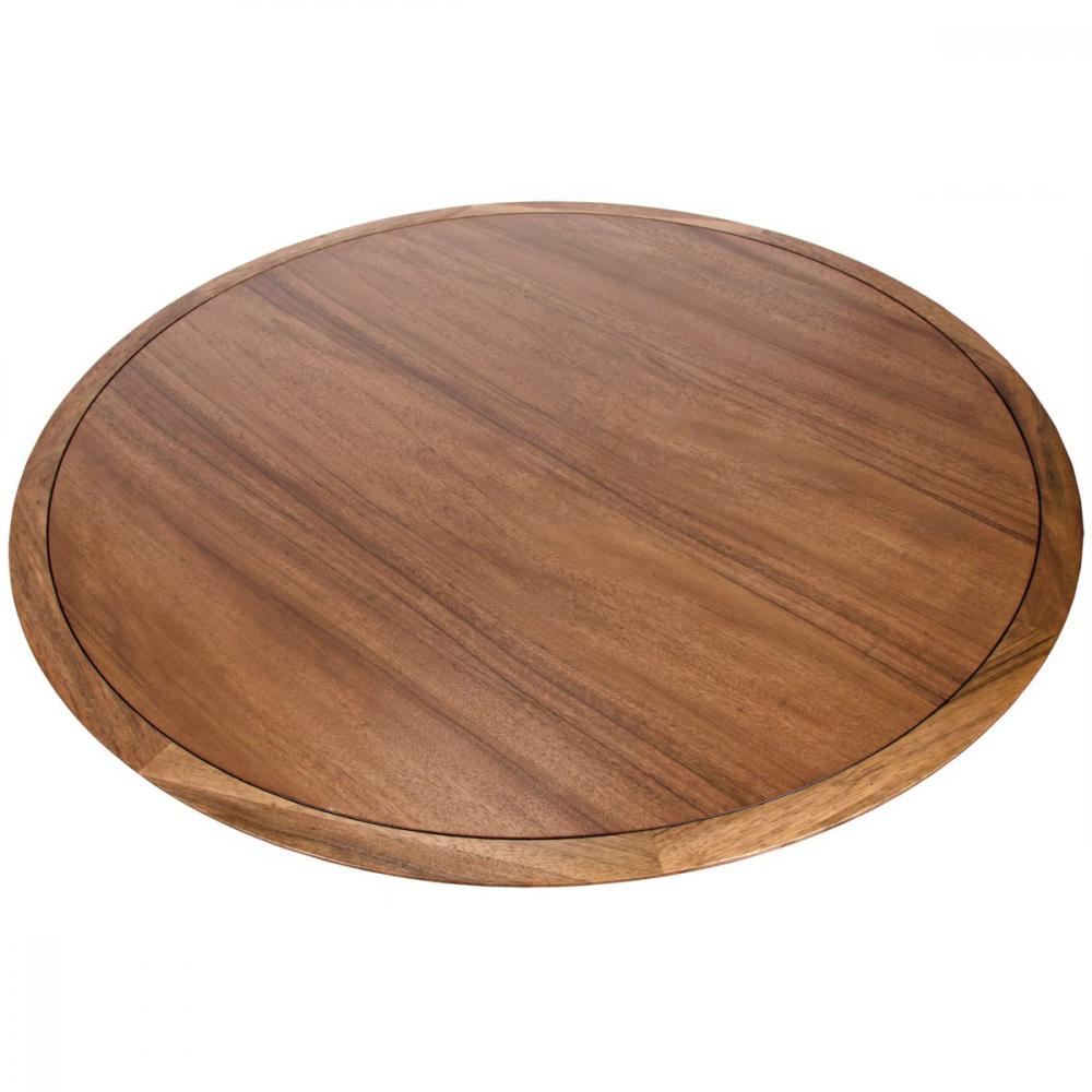 Mid Centry Style Round Dining Table Dark Brown Walnut Wood 60 inch