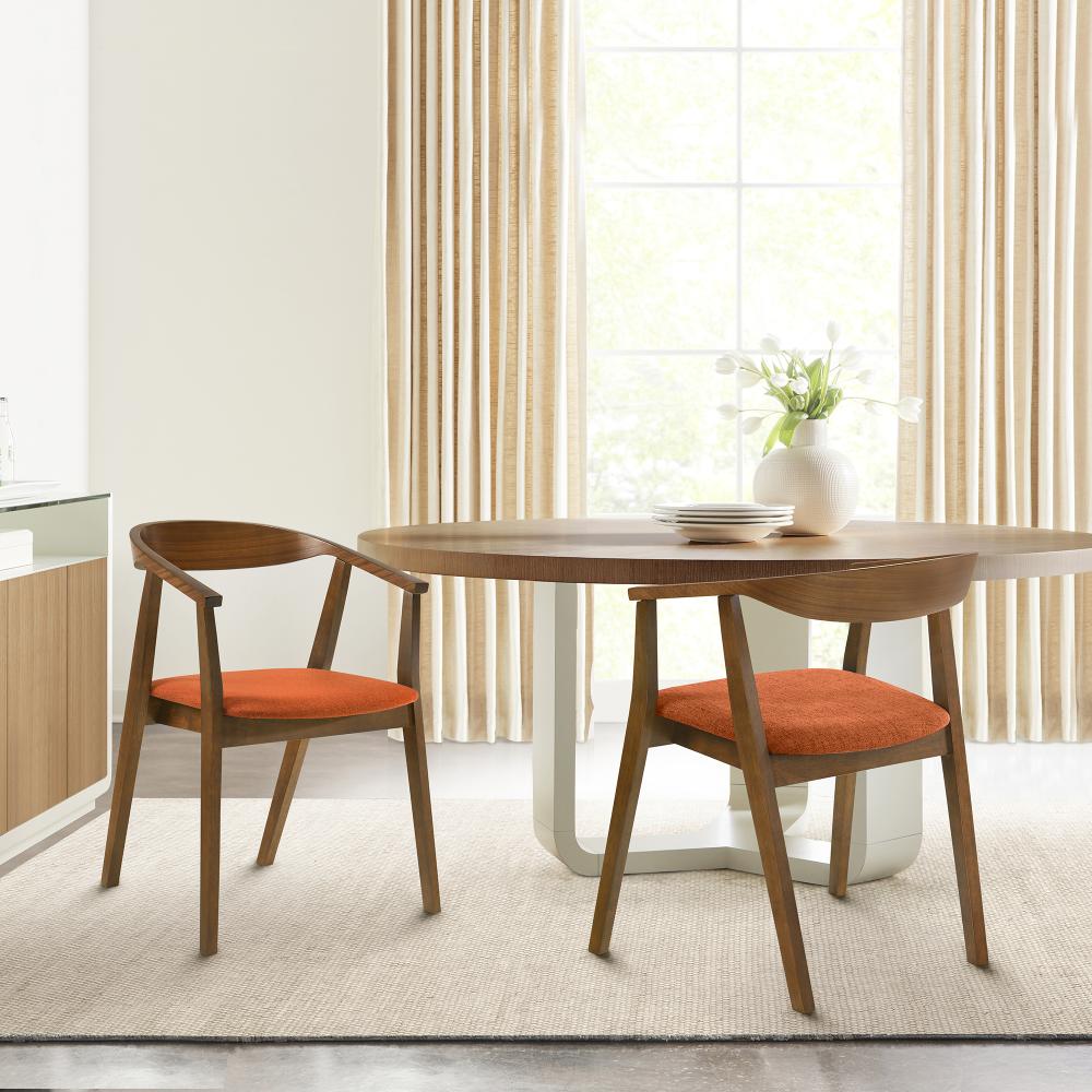 MidCentury Modern Curved Back Wood Dining Chair Walnut Finish with Or — free download