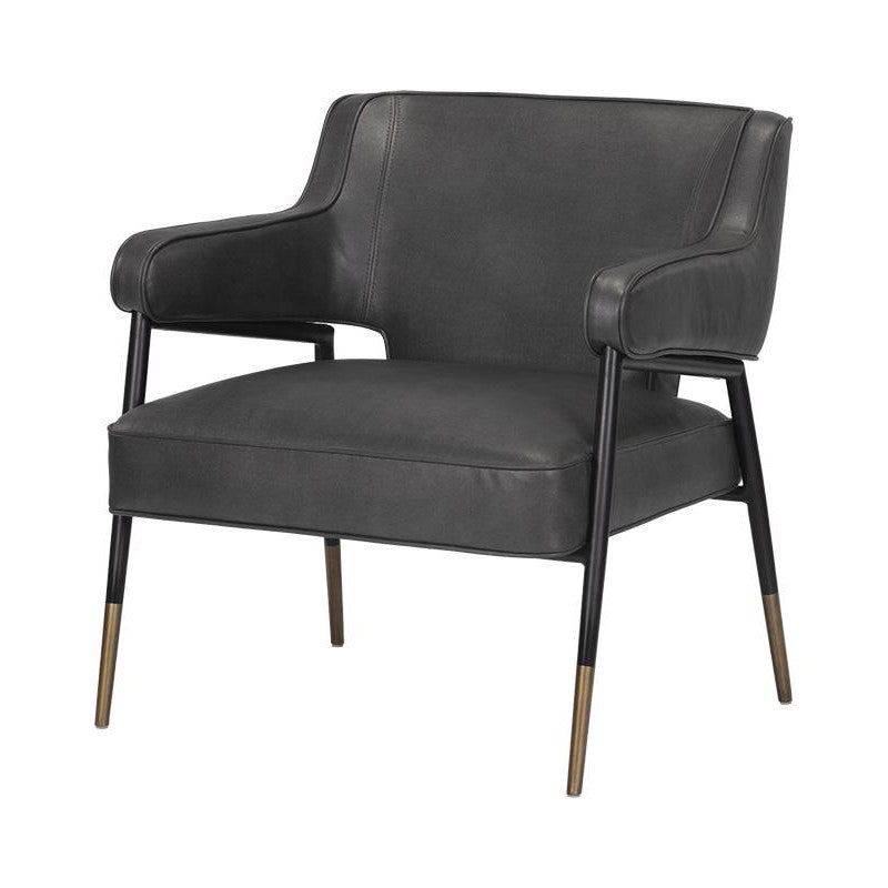 Mid-Century Style Dark Gray Faux Leather Lounge Chair Armchair
