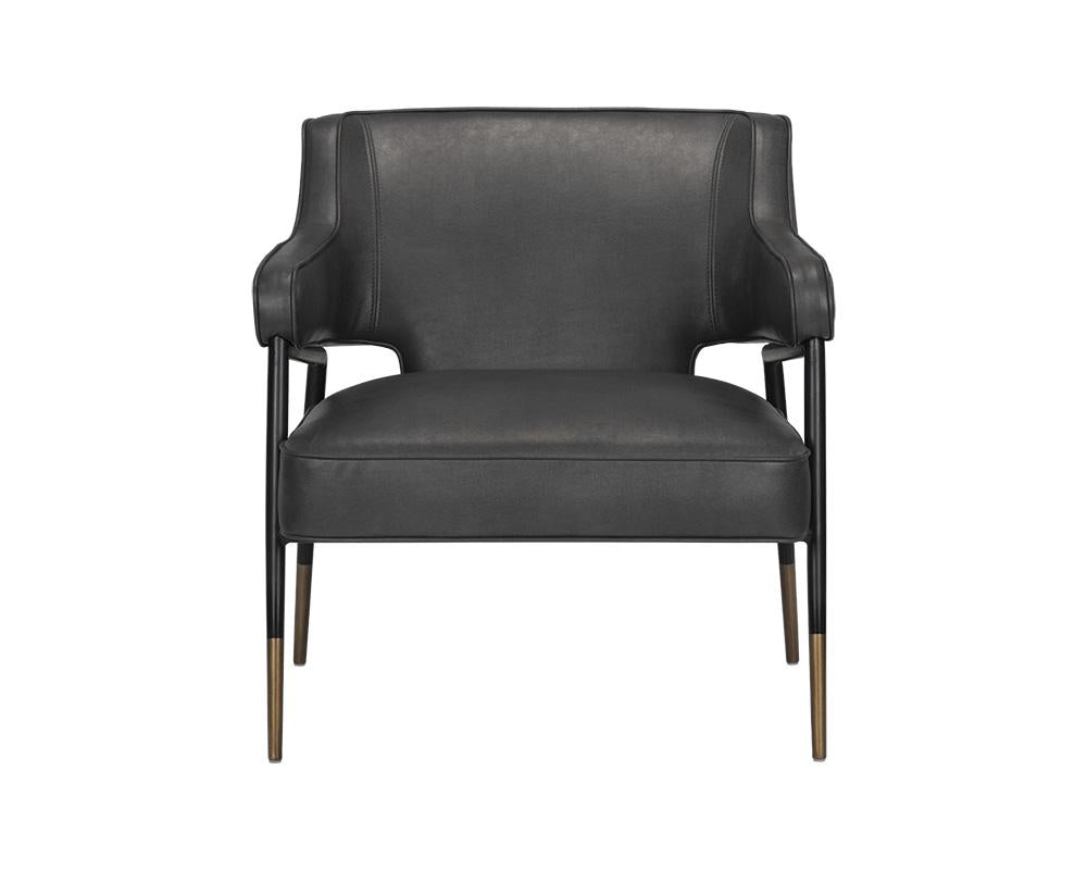 Mid-Century Style Dark Gray Faux Leather Lounge Chair Armchair