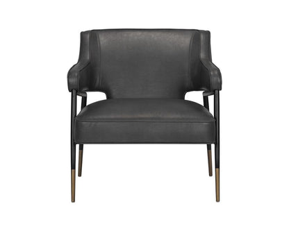 Mid-Century Style Dark Gray Faux Leather Lounge Chair Armchair