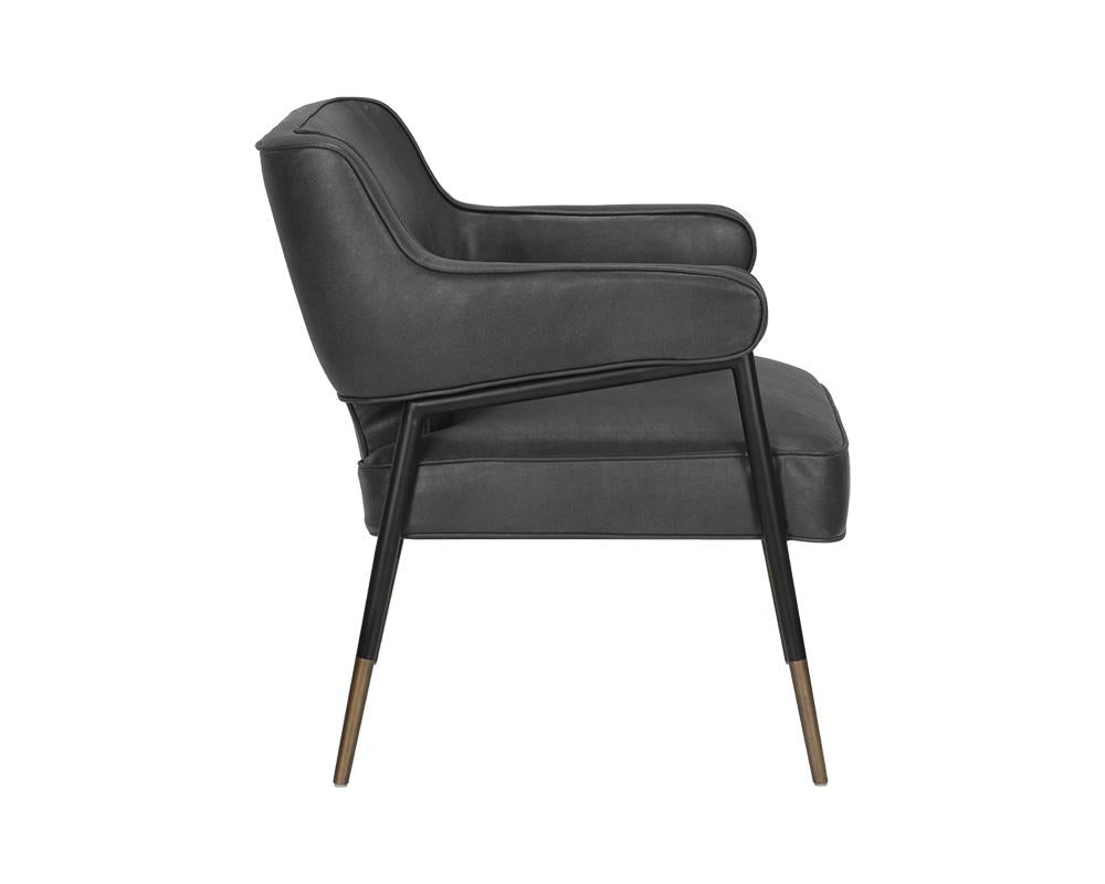 Mid-Century Style Dark Gray Faux Leather Lounge Chair Armchair