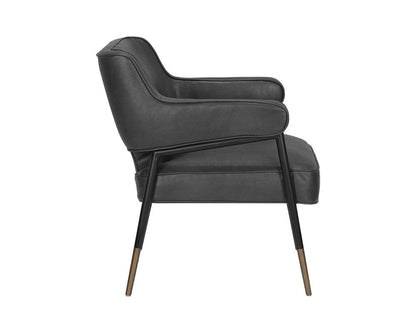 Mid-Century Style Dark Gray Faux Leather Lounge Chair Armchair