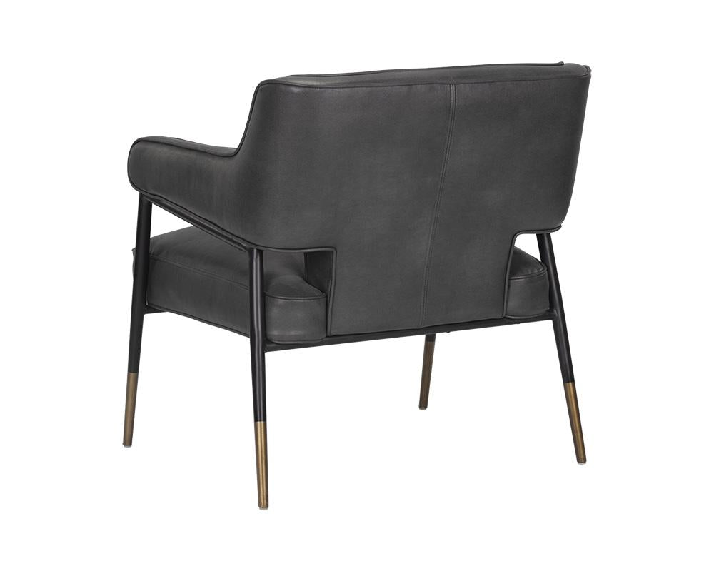 Mid-Century Style Dark Gray Faux Leather Lounge Chair Armchair