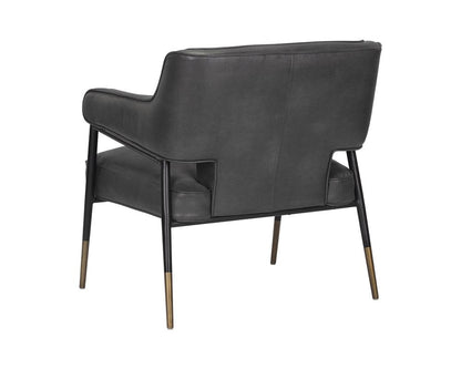 Mid-Century Style Dark Gray Faux Leather Lounge Chair Armchair