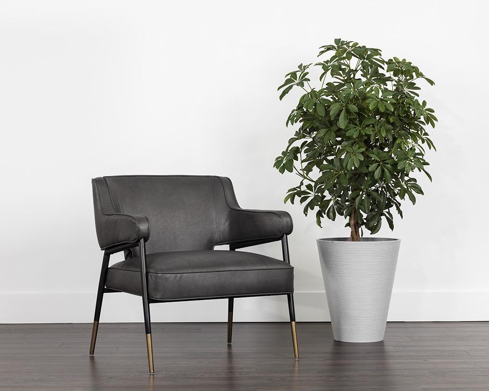 Mid-Century Style Dark Gray Faux Leather Lounge Chair Armchair