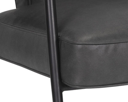 Mid-Century Style Dark Gray Faux Leather Lounge Chair Armchair