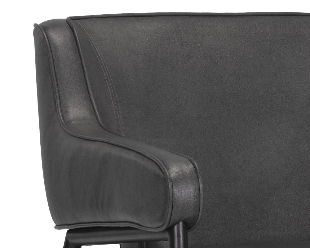 Mid-Century Style Dark Gray Faux Leather Lounge Chair Armchair
