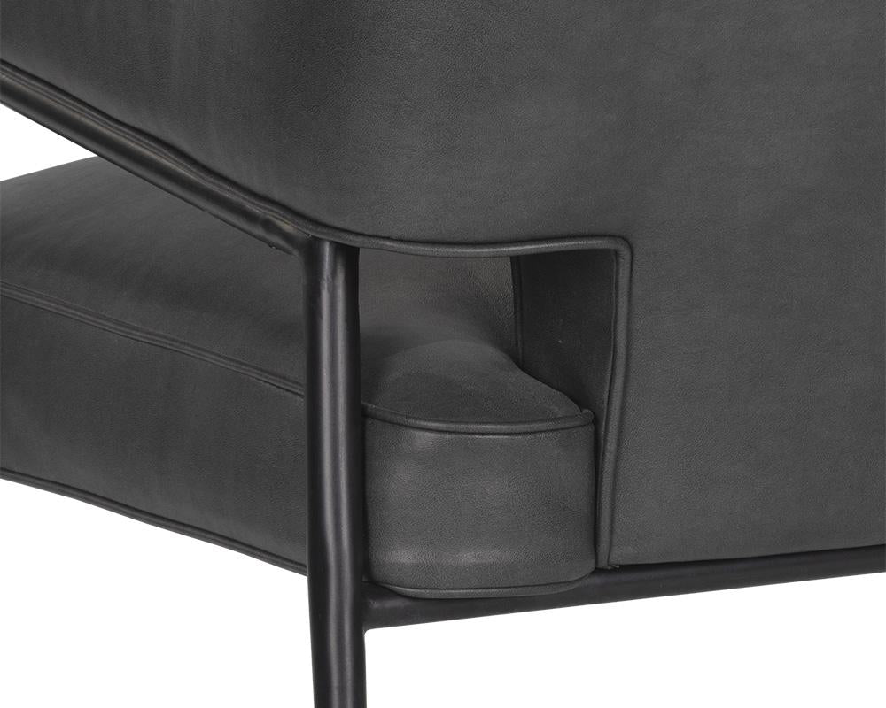 Mid-Century Style Dark Gray Faux Leather Lounge Chair Armchair