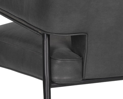 Mid-Century Style Dark Gray Faux Leather Lounge Chair Armchair