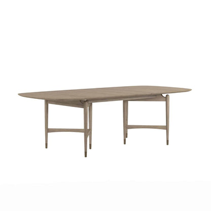 Mid-Century Style Rounded Rectangular Wood Extension Dining Table 78 to 118 inch