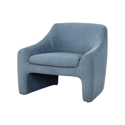 Mid-Century Style Tight Back Blue Lounge Chair