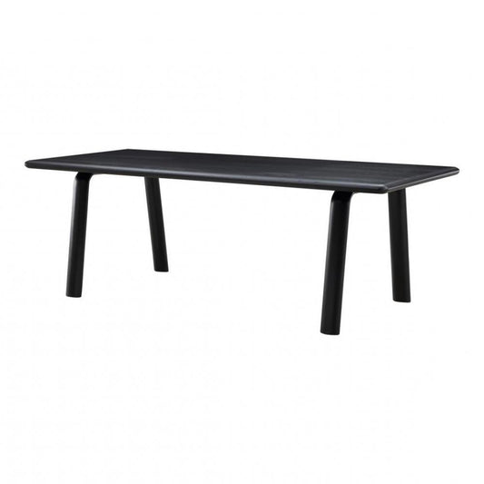 Minimalist Black Solid Ash Wood Rounded Edges Rectangle Dining Table 88 inch