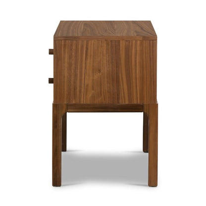 Minimalist Clean Lines Two Drawer Solid Walnut Wood Nightstand 32 inch