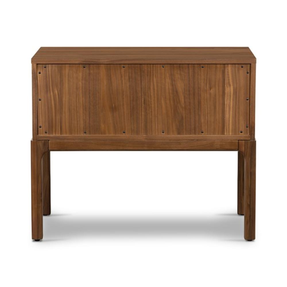 Minimalist Clean Lines Two Drawer Solid Walnut Wood Nightstand 32 inch