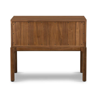 Minimalist Clean Lines Two Drawer Solid Walnut Wood Nightstand 32 inch