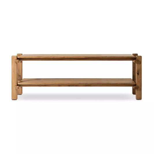 Minimalist Console Table Natural Reclaimed French Oak Wood 87 inch