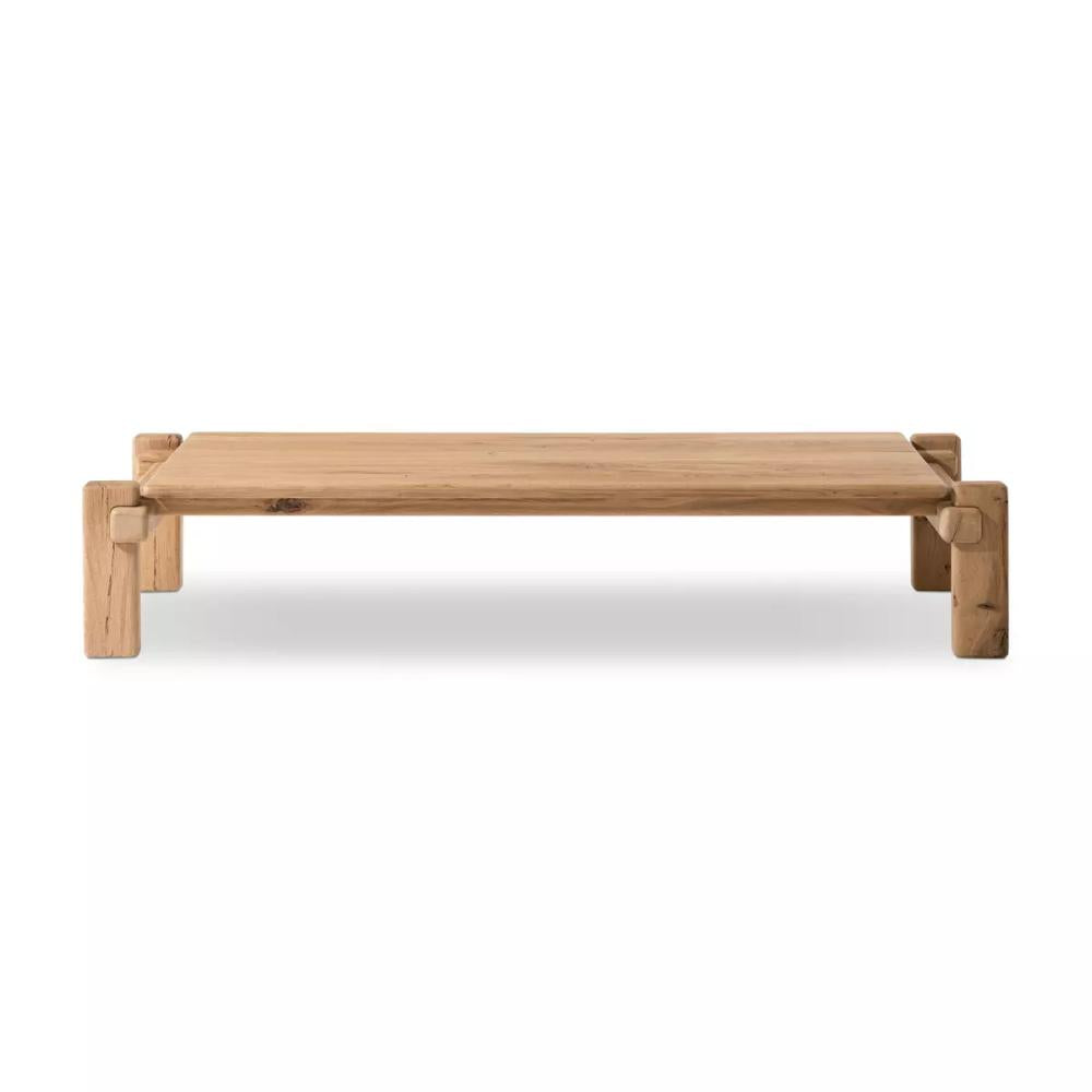 Minimalist Large Low Profile Rectangle Coffee Table Natural Reclaimed French Oak 71 inch