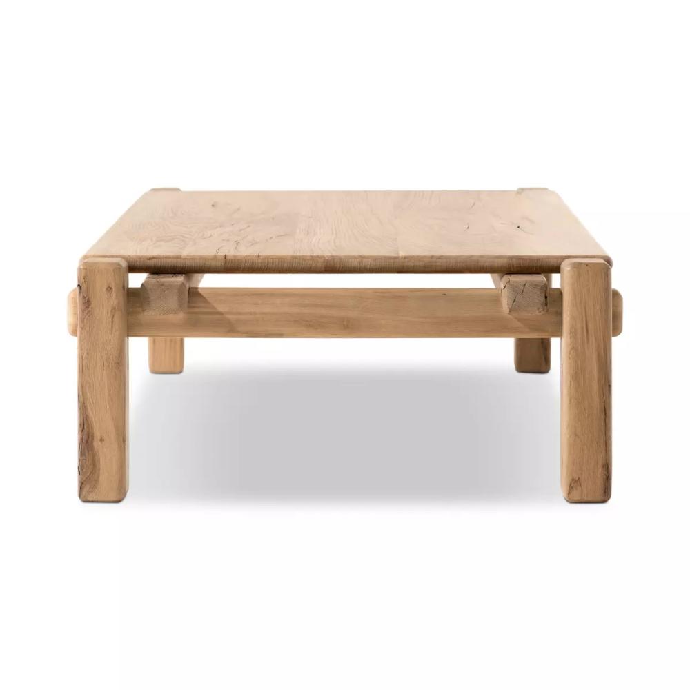 Minimalist Large Low Profile Rectangle Coffee Table Natural Reclaimed French Oak 71 inch