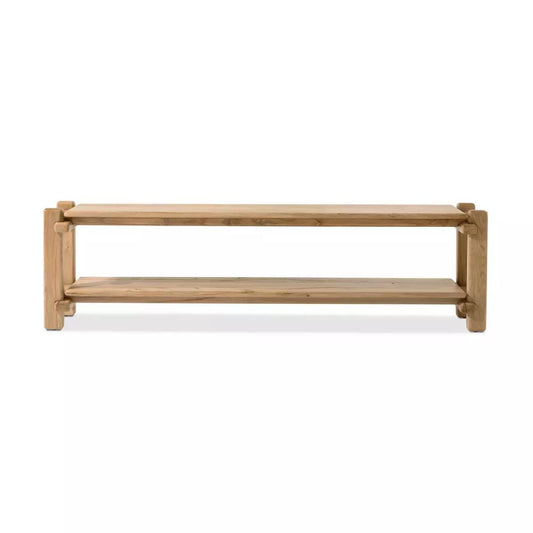 Minimalist Low Console Table Natural Reclaimed French Oak Wood 87 inch