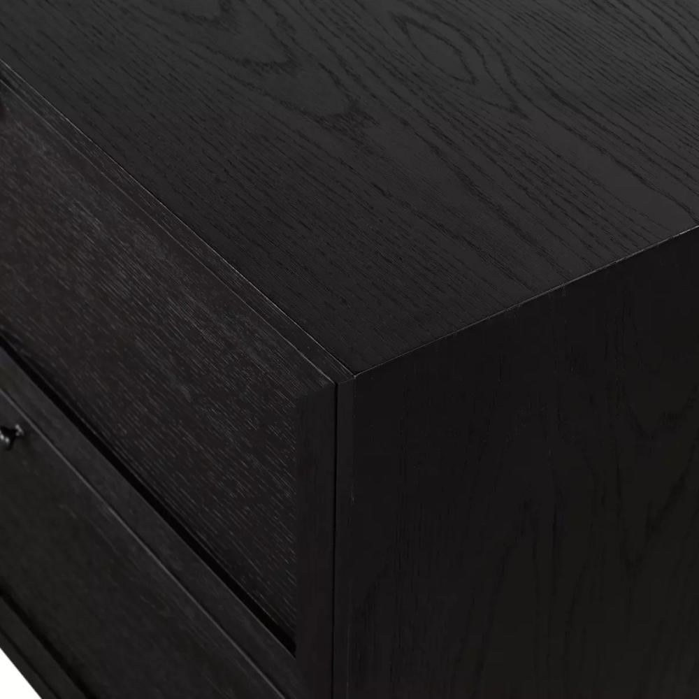 Minimalist Matte Black 2 Drawer Nightstand 32 inch