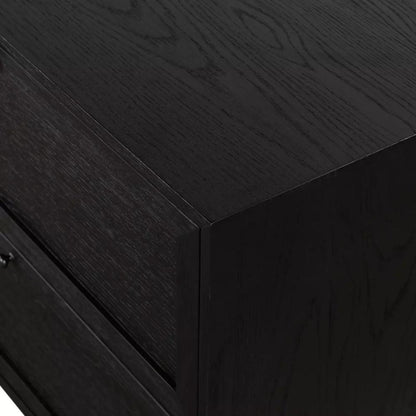 Minimalist Matte Black 2 Drawer Nightstand 32 inch