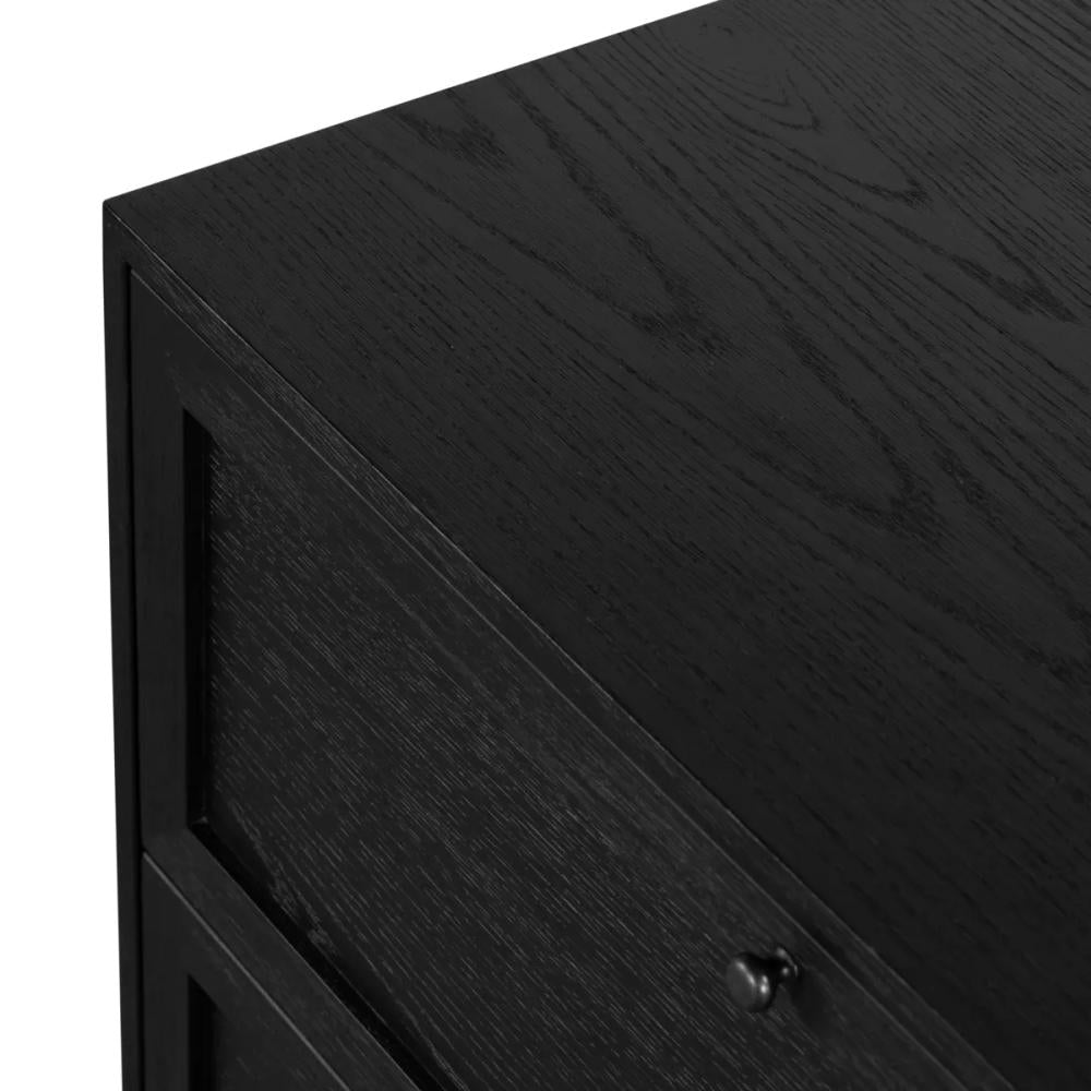 Minimalist Matte Black 2 Drawer Nightstand 32 inch