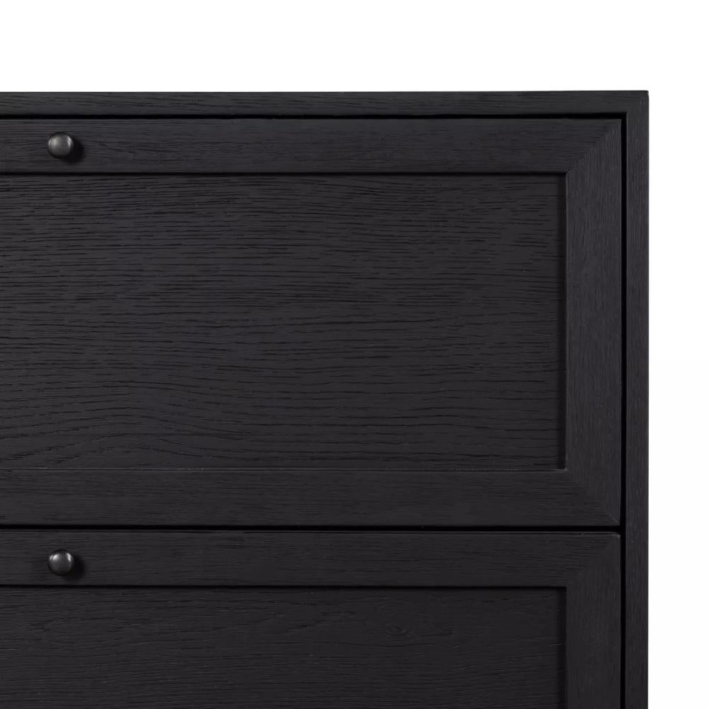 Minimalist Matte Black 2 Drawer Nightstand 32 inch