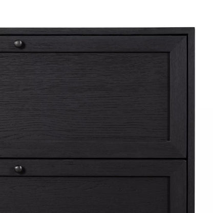 Minimalist Matte Black 2 Drawer Nightstand 32 inch