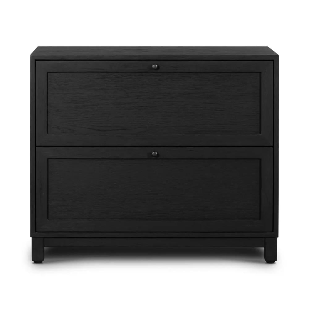 Minimalist Matte Black 2 Drawer Nightstand 32 inch