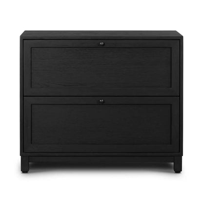 Minimalist Matte Black 2 Drawer Nightstand 32 inch