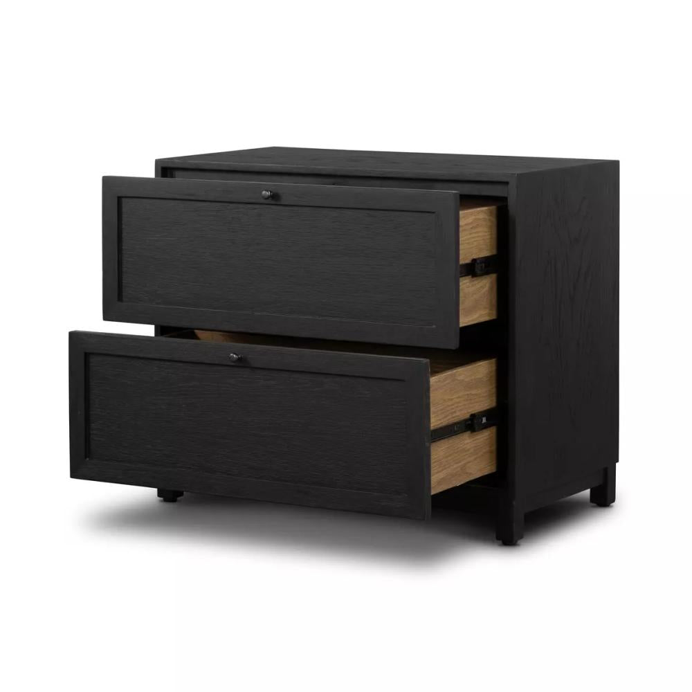 Minimalist Matte Black 2 Drawer Nightstand 32 inch