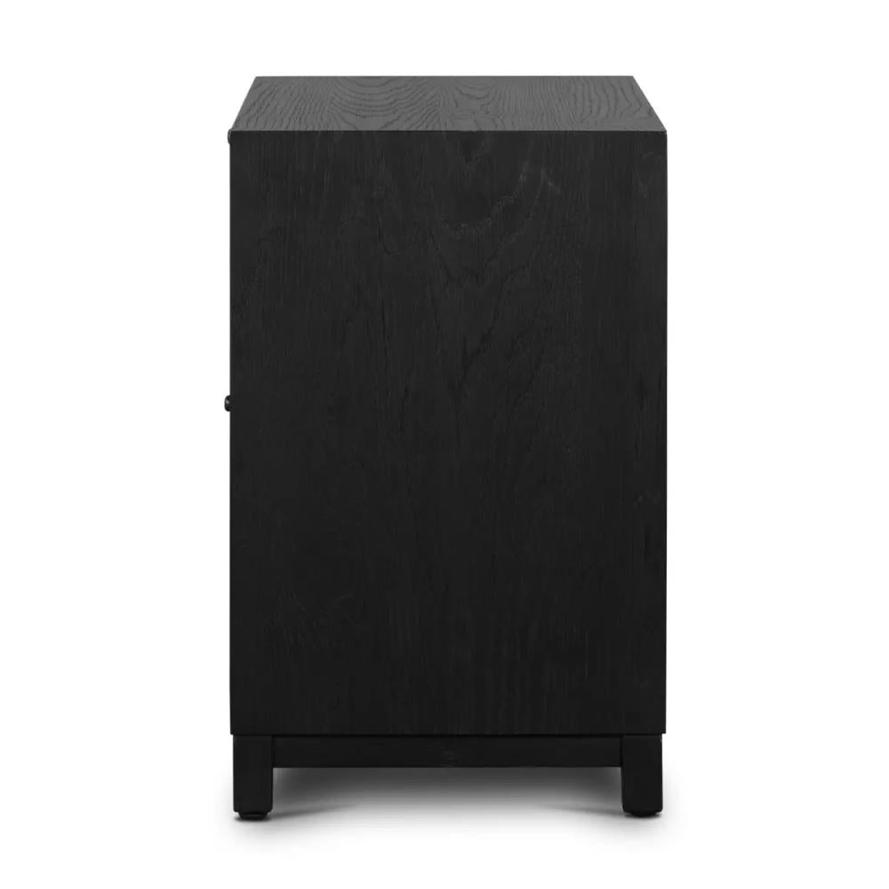 Minimalist Matte Black 2 Drawer Nightstand 32 inch