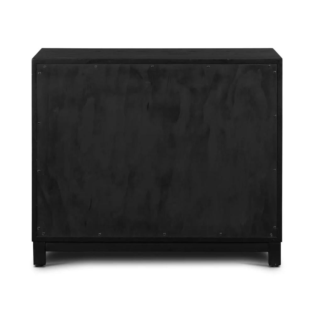 Minimalist Matte Black 2 Drawer Nightstand 32 inch
