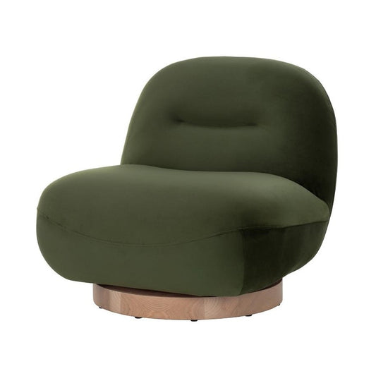 Minimalist Moss Green Fabric Armless Swivel Lounge Chair