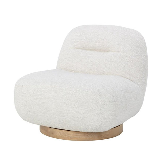 Minimalist Pearl Fabric Armless Swivel Lounge Chair