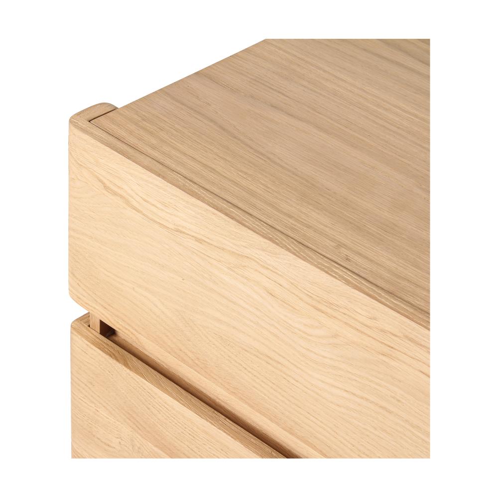 Minimalist Solid FSC Certified Oak Natural Finish 2 Drawer Nightstand 24 inch