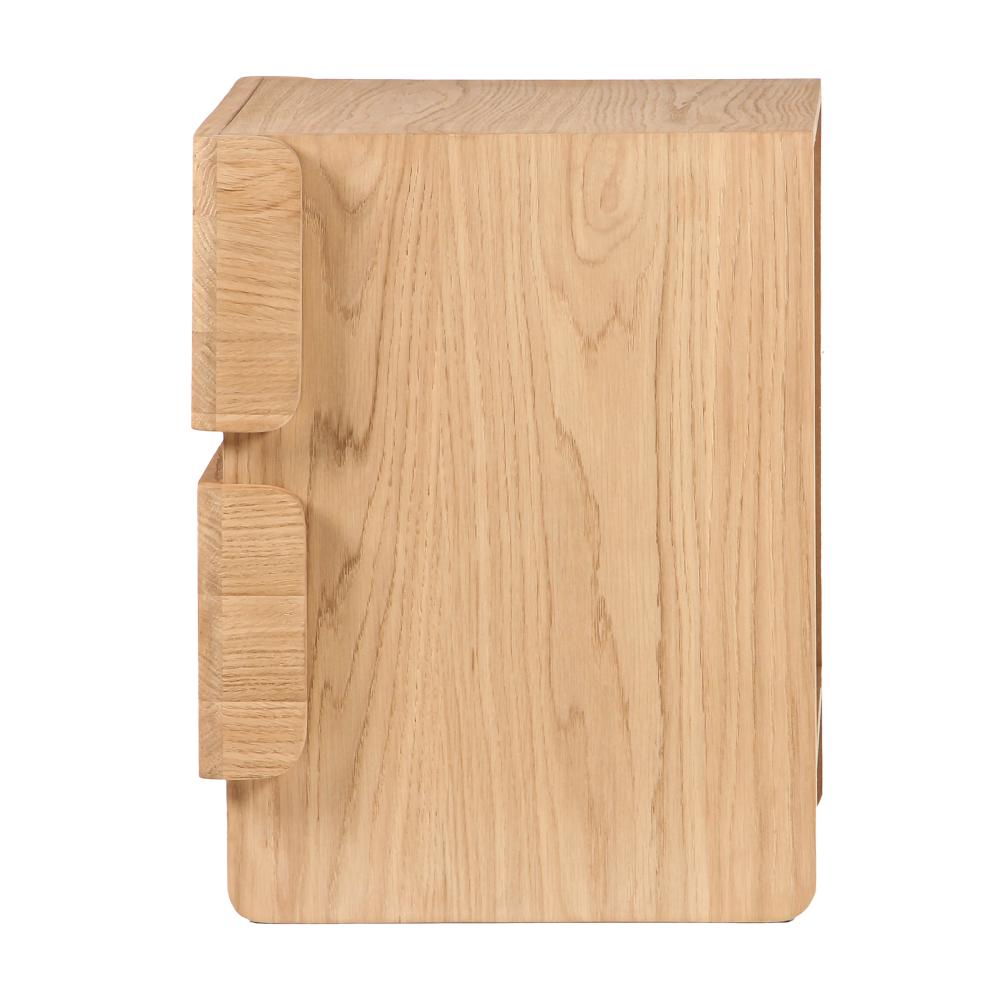 Minimalist Solid FSC Certified Oak Natural Finish 2 Drawer Nightstand 24 inch