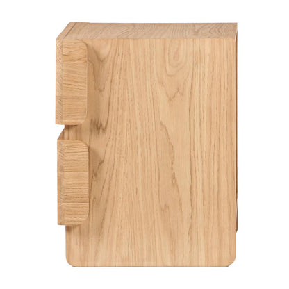 Minimalist Solid FSC Certified Oak Natural Finish 2 Drawer Nightstand 24 inch