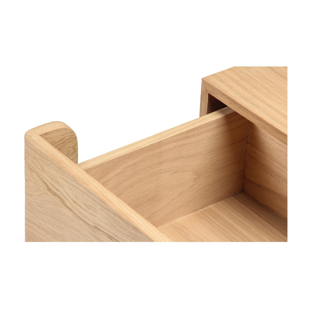 Minimalist Solid FSC Certified Oak Natural Finish 2 Drawer Nightstand 24 inch