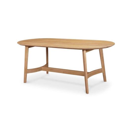 Minimalist Solid Oak Wood Oval Dining Table Natural Finish 98 inch