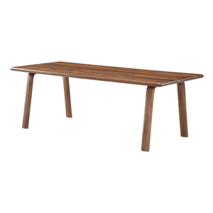 Minimalist Solid Walnut Wood Rounded Edges Rectangle Dining Table 88 inch