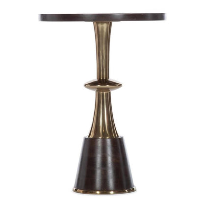 Mixed Material Dark Mango Wood & Gold Round Accent Side Table 18 inch