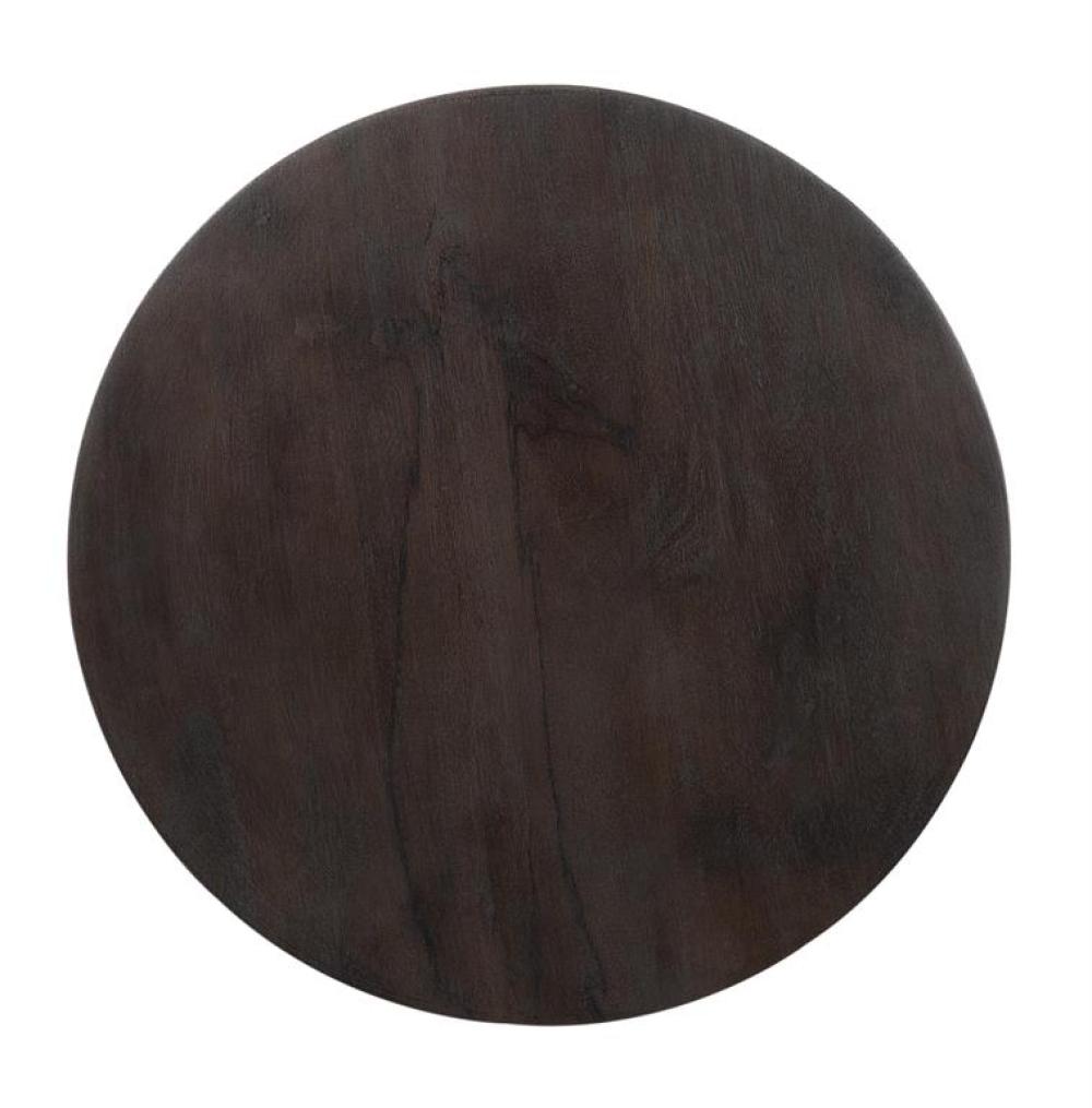 Mixed Material Dark Mango Wood & Gold Round Accent Side Table 18 inch