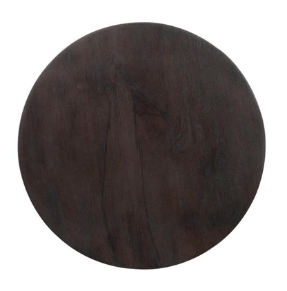 Mixed Material Dark Mango Wood & Gold Round Accent Side Table 18 inch